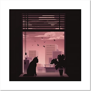 Cityscape Cat Posters and Art